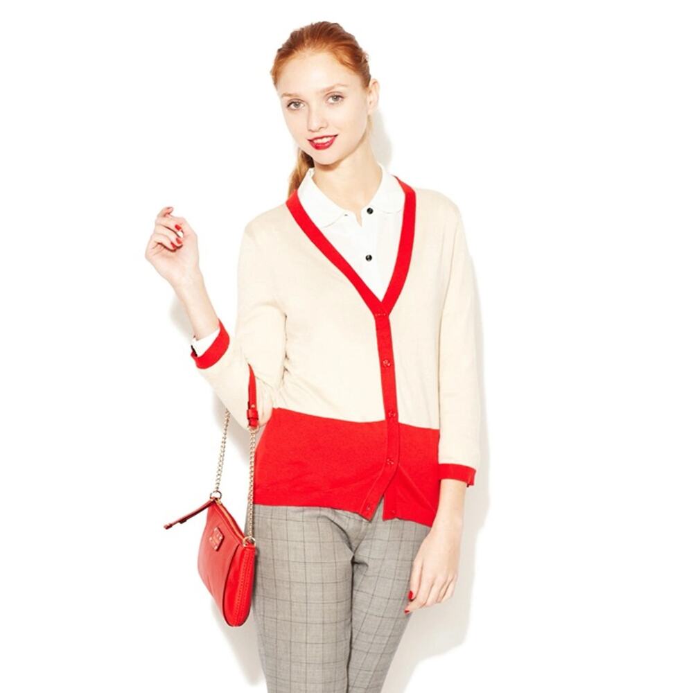 Kate Spade Red and Cream Cardigan